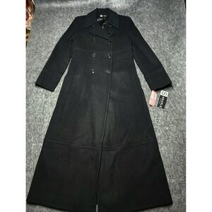 S by Searle Wool Cashmere Black Ankle Length Double Breasted Overcoat Coat 6 NWT